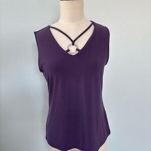 White House Black Market Deep Purple Tank Top with Ring Accent